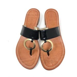 Il Sandalo for Kemp's Boutique Womens 36 Sandals Black Patent Gold Ring Toe Post